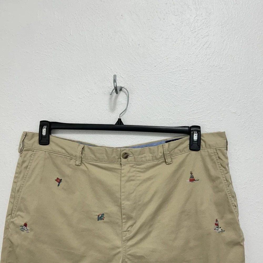 Polo Ralph Lauren Men's Beige Classic Chino Shorts Nautical AOP Embroidery Sz 40